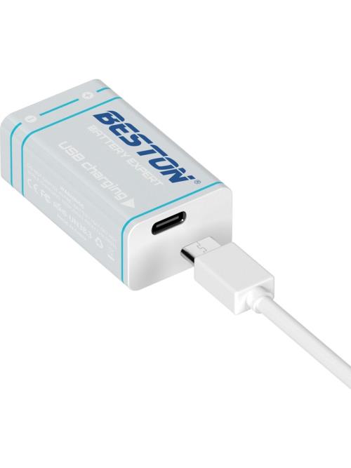 BESTON 9V 1000maH TYPE-C ŞARJLI PİL